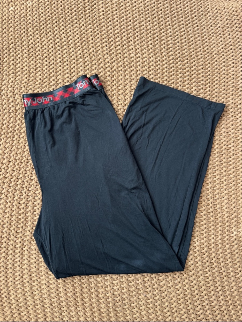 Tommy John Second Skin Lounge Pants Black Red Logo Waistband XL Modal Blend
